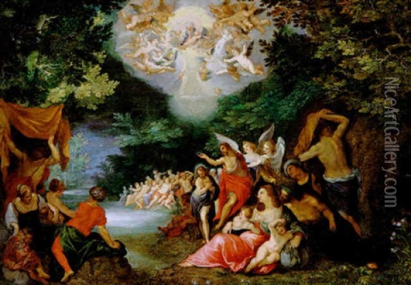 Die Taufe Christi Im Jordan Oil Painting - Jan Brueghel the Elder