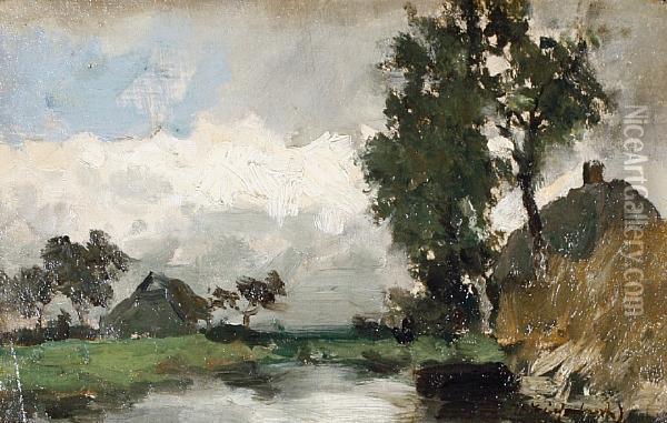 Landscape With Cottage Oil Painting - Jan Hendrik Weissenbruch