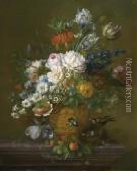 Floral Still Life. Oil Painting - Willem van Leen