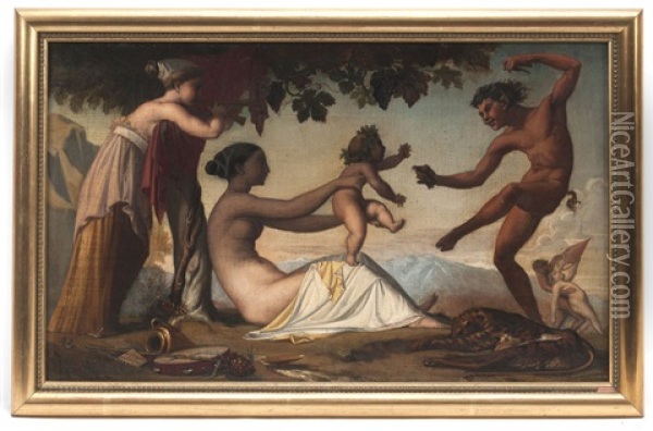 Hommage Au Jeune Bacchus Oil Painting - Raymond Balze