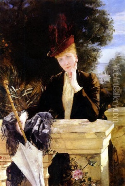 Portrait De Marie Clotilde De Faret, Comtesse De Fournes Oil Painting - Henri Gervex