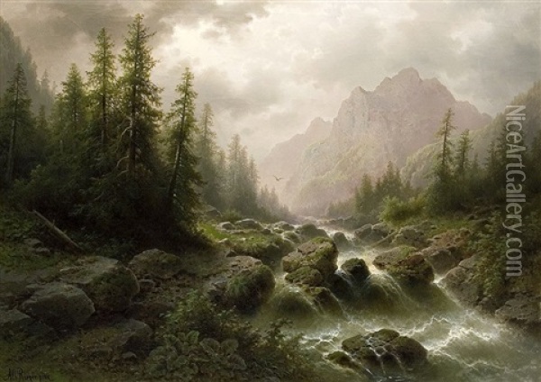 Wildbach Im Grosglocknergebirge Oil Painting - Albert Rieger