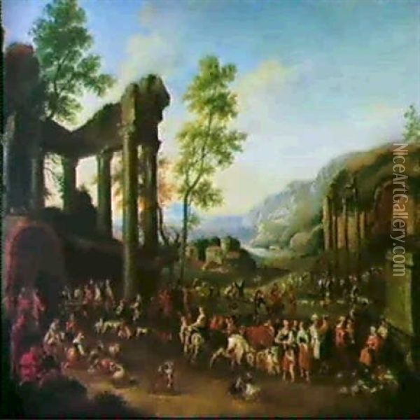 Ein Markt Vor Romischen Ruinen Oil Painting - Peeter van Bredael