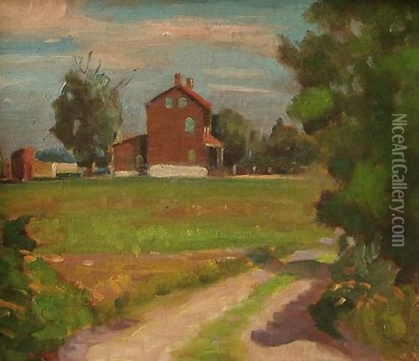 House Along The Road Oil Painting - Roscoe Clarence Magill