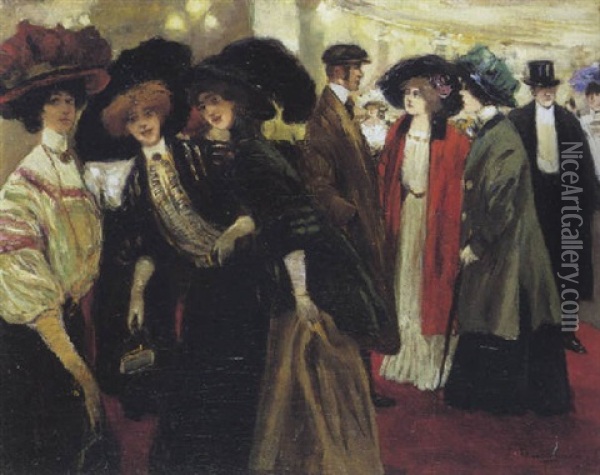 Au Bal Oil Painting - Gustave Flasschoen