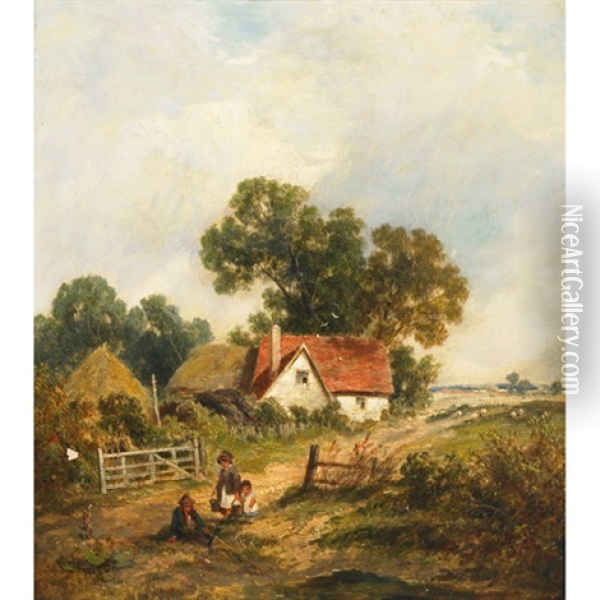 Houghton Mill On The Ouse Oil Painting - James E. Meadows