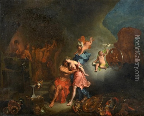 Venus Und Mars In Der Schmiede Des Vulkan Oil Painting - Charles Joseph Natoire