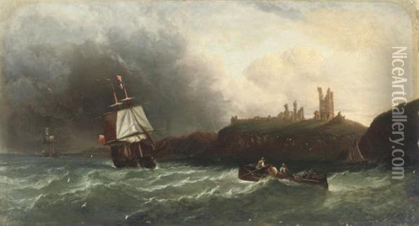 Tantallon Castle And North Berwick Law Oil Painting - William Garthwaite