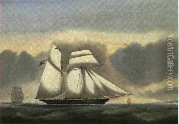 The Royal Northern Yacht Club's Schooner 'hisby Queen' Oil Painting - James Haughton Forrest