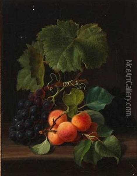 Still Life With Fruit Oil Painting - E.C. (Emil C.) Ulnitz