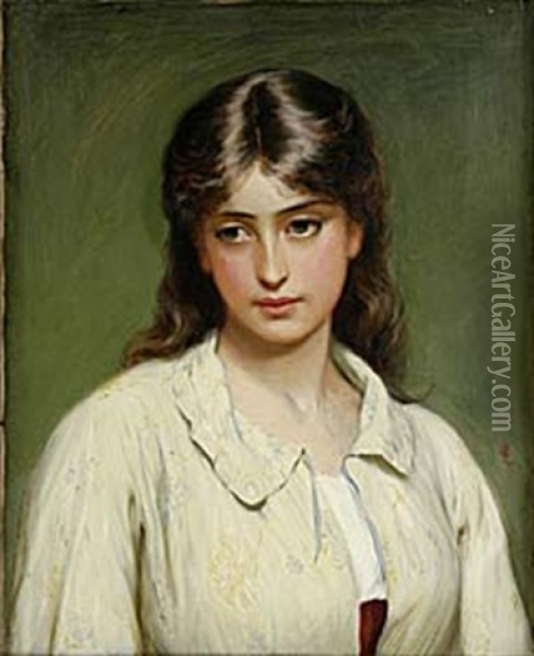 Portratt Av Ung Kvinna Oil Painting - Charles Sillem Lidderdale