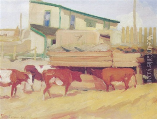 Corral, Taos, New Mexico Oil Painting - Laverne Nelson Black