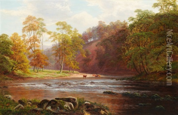 Scar From The Wharfe, Bolton Abbey Oil Painting - William Mellor