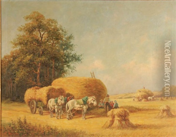 Making Hay Oil Painting - Prudent-Leon Bouchaud