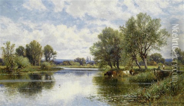 A View On The Thames Oil Painting - Alfred Augustus Glendening Sr.