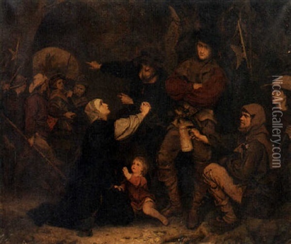 The Countess Helfenstein Pleading Mercy For Her Husband : Episode From The Peasant's Revolt Oil Painting - Ludwig Knaus