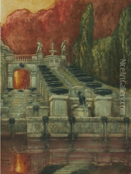 La Grande Cascade De Saint Cloud Oil Painting - Alfredo Muller