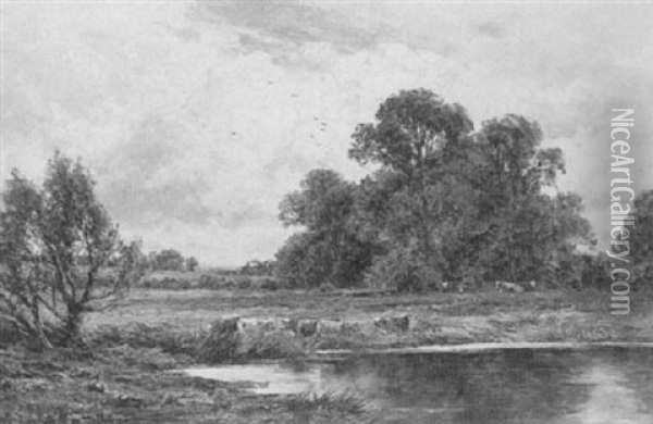 Near Egham, Surrey Oil Painting - Henry H. Parker