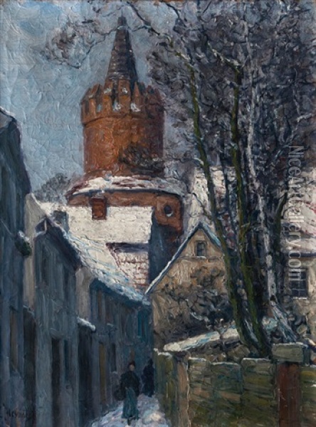 Tower In Prenzlau Oil Painting - Carl Hessmert