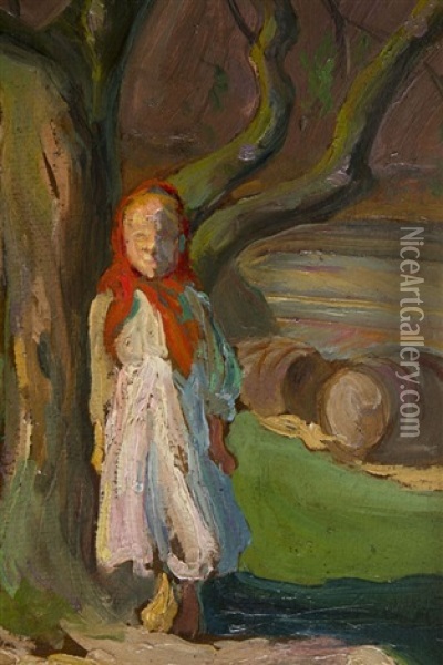 Girl Oil Painting - Wlodzimierz Tetmayer