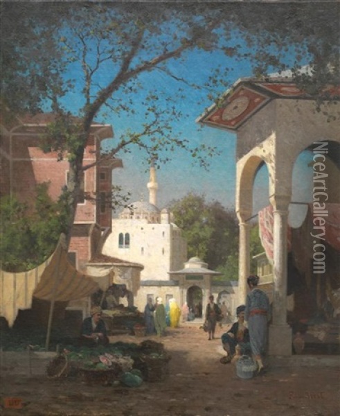 Une Rue A Constantinople Oil Painting - Germain Fabius Brest