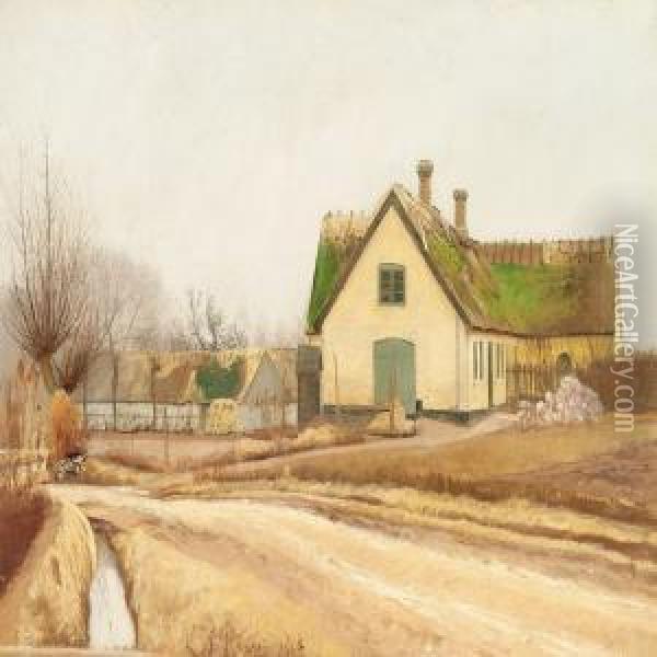 Village Road In Baldersbronde Oil Painting - L.A. Ring