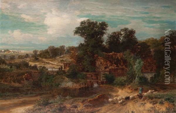 By The Water Mill Oil Painting - Carl Rodeck