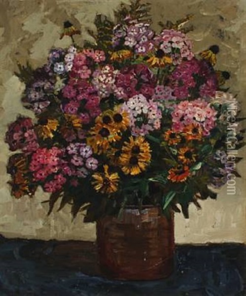 Still Life With Flowers Oil Painting - Matthias M. Peschcke-Koedt