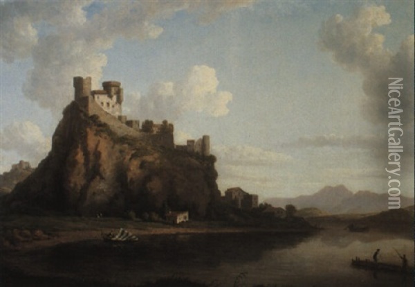 Chateau Monfaucon On The River Rhone Oil Painting - William Marlow