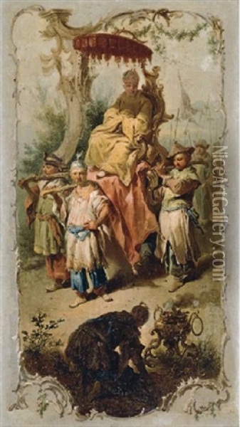 A Chinoiserie Oil Painting - Johann Conrad Seekatz