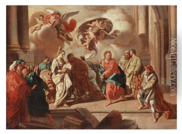 Aktenskapsbryterskan Infor Jesus Oil Painting - Francesco de Mura