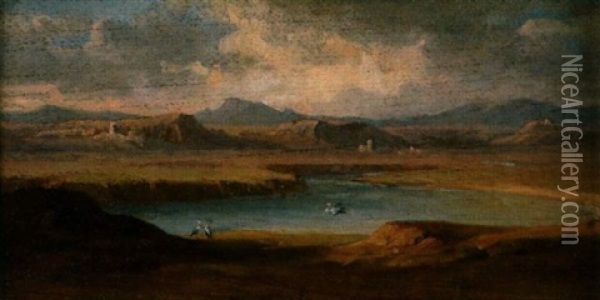 Der See Von Nemi In Der Romischen Campagna Oil Painting - Ernst Willers