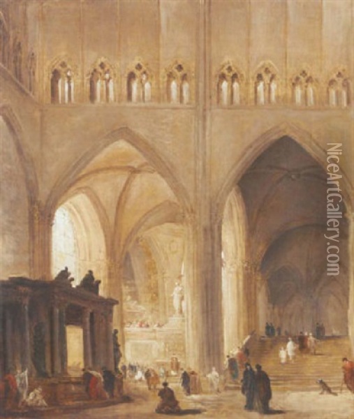 Interieur De L'eglise De Saint-denis Oil Painting - Hubert Robert