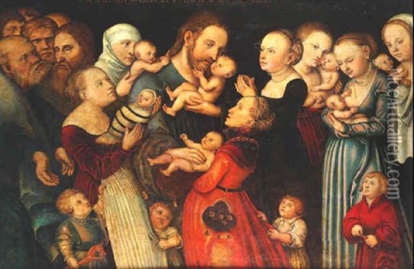 Faites Venir A Moi Les Petits Enfants Oil Painting - Lucas Cranach the Younger