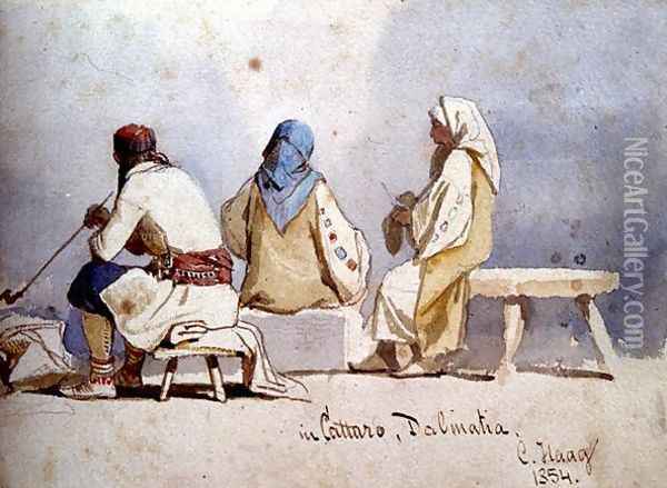 Montenegrin People at Cattaro Dalmatia Oil Painting - Carl Haag