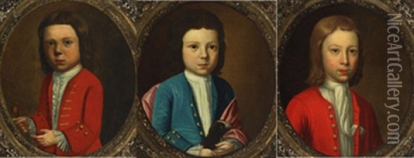 Portraits Of An Officer's Children (set Of 3) Oil Painting - Nathaniel Dance Holland (Sir)