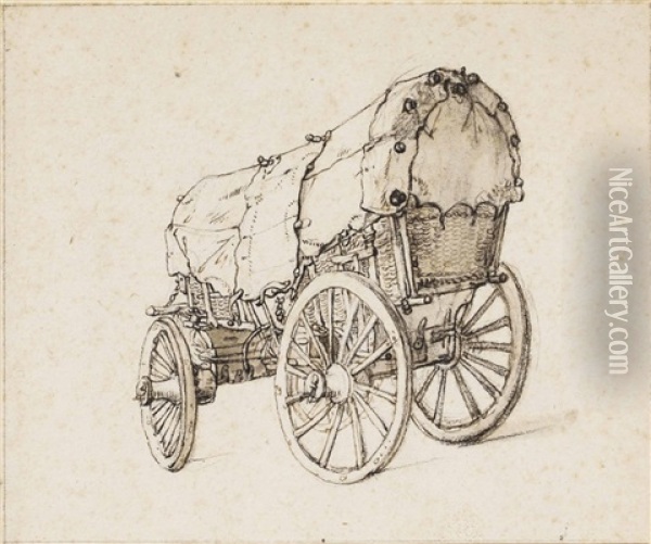 A Four-wheeled Wagon Oil Painting - Isaac Van Ostade