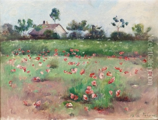 Feldlandschaft Mit Mohnblumen Oil Painting - Louis Rheiner