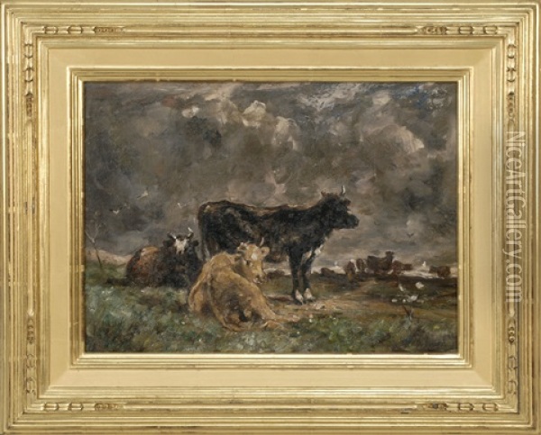 Cows In A Pasture Oil Painting - Matilda (Van Wyck) Browne