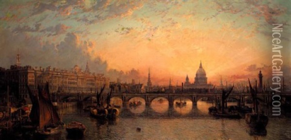 Waterloo Bridge Oil Painting - John Macvicar Anderson