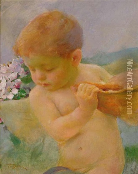 A Little Cupid Oil Painting - Frantisek Dvorak