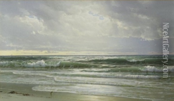 Gentle Surf, New Jersey Coast Oil Painting - William Trost Richards