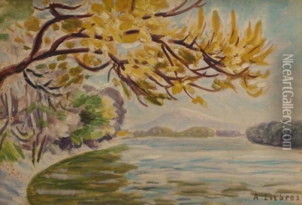 Bords Du Rhone A L'automne Oil Painting - Alfred Lesbros