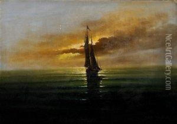 Plachetnice Na Mori Oil Painting - Mark Rubovics