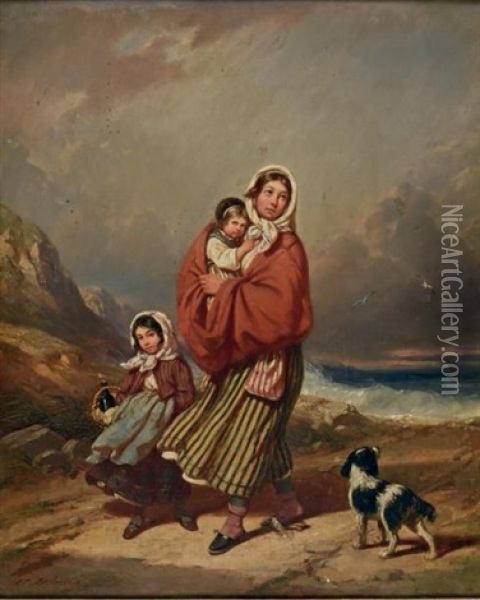 La Famille Du Marin Oil Painting - Auguste Delacroix