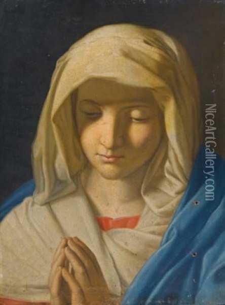 The Madonna At Prayer Oil Painting - Giovanni Battista Salvi (Il Sassoferrato)