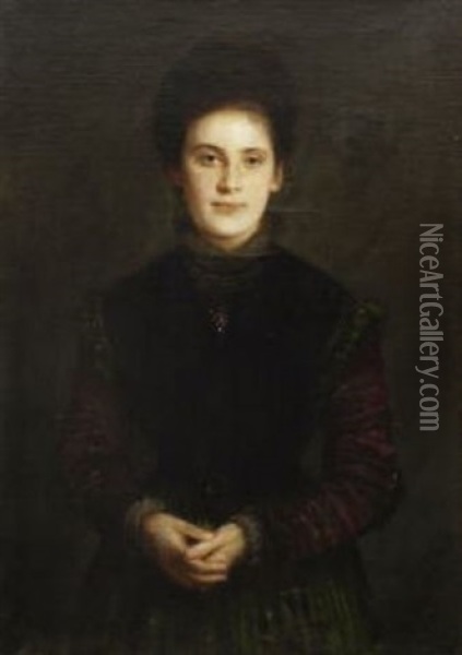 Bildnis Der Helene Koch In Alddeutscher Tracht Oil Painting - Franz Seraph von Lenbach