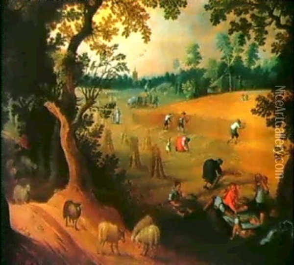 Die Kornernte, Eine Allegorie Des Sommers Oil Painting - Abel Grimmer