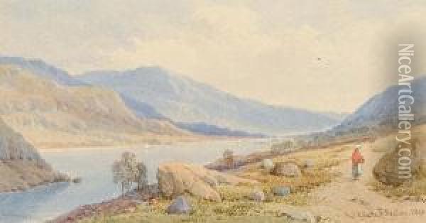 Figures By A Scottish Loch Oil Painting - Aaron Edwin Penley