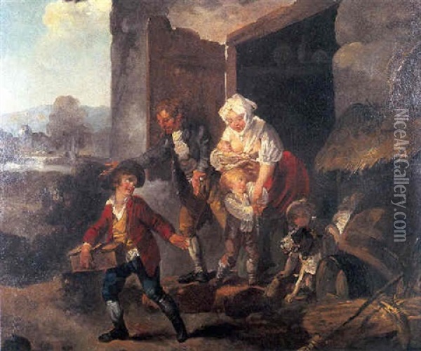 Le Depart Du Petit Savoyard Oil Painting - Jean-Baptiste Charpentier the Elder